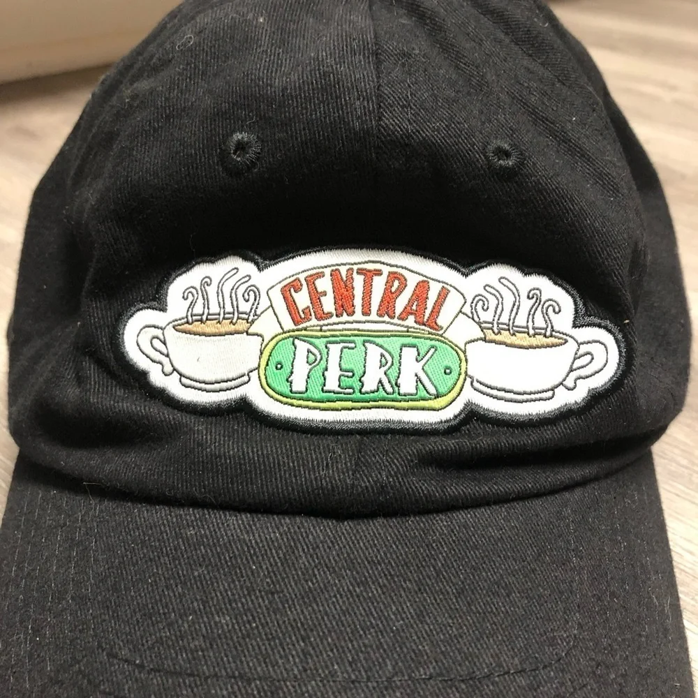 Friends Central Perk Coffee Shop Black Embroidered Logo Baseball Hat Cap